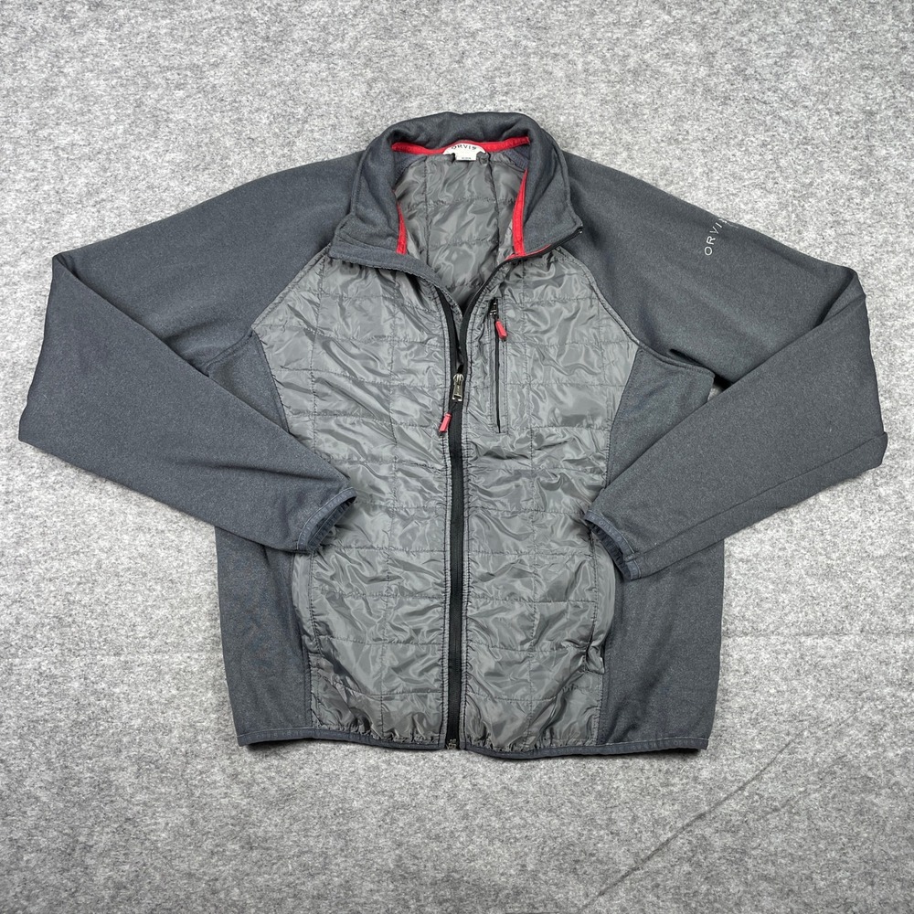 Orvis Jacket Mens L Gray Hybrid Quilted Fleece Full Zip Insulated Active Layer